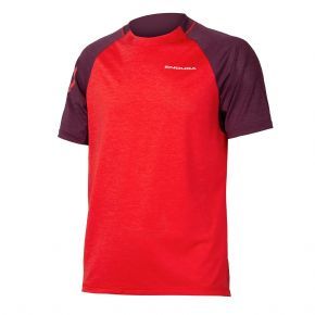 Endura Singletrack Short Sleeve Jersey Pomegranate - Lightweight Trail Tech Jersey with casual appeal