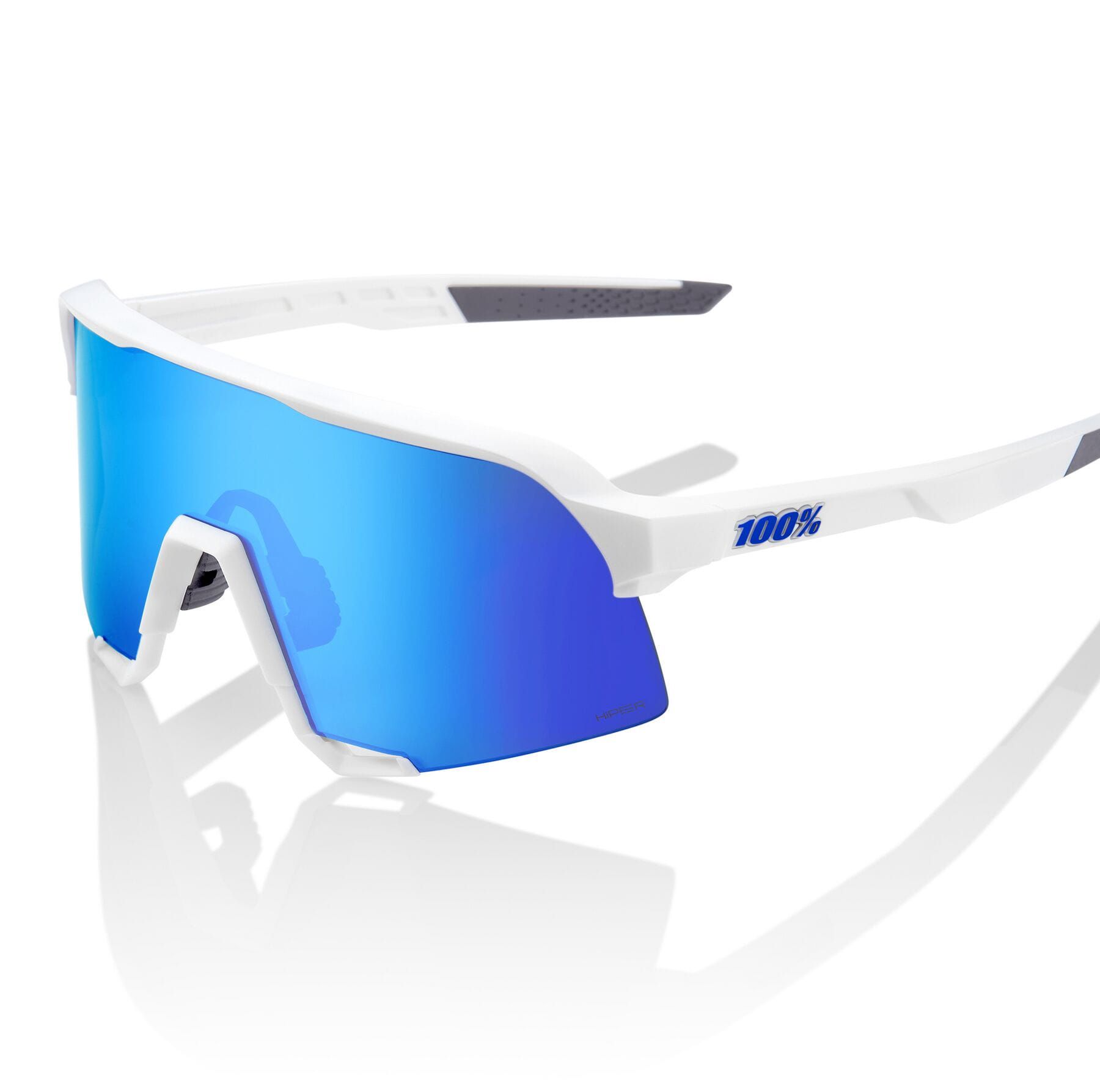 100% S3 Sunglasses Matt White/hiper Blue Mirror Lens - £125.99 | 100% ...