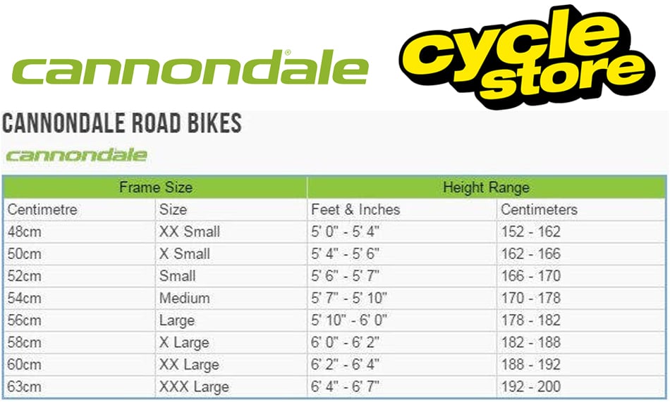 cannondale bike sizes